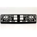 Schwarz-glänzend (Klavierlack) Kennzeichenhalter 520x110mm mit Wunschbeschriftung