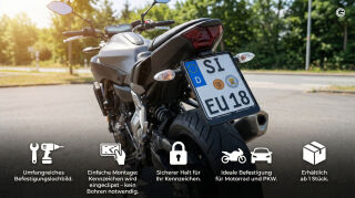 Motorrad Kennzeichenhalter 180x200 mm mit Wunschbeschriftung – Personalisiert