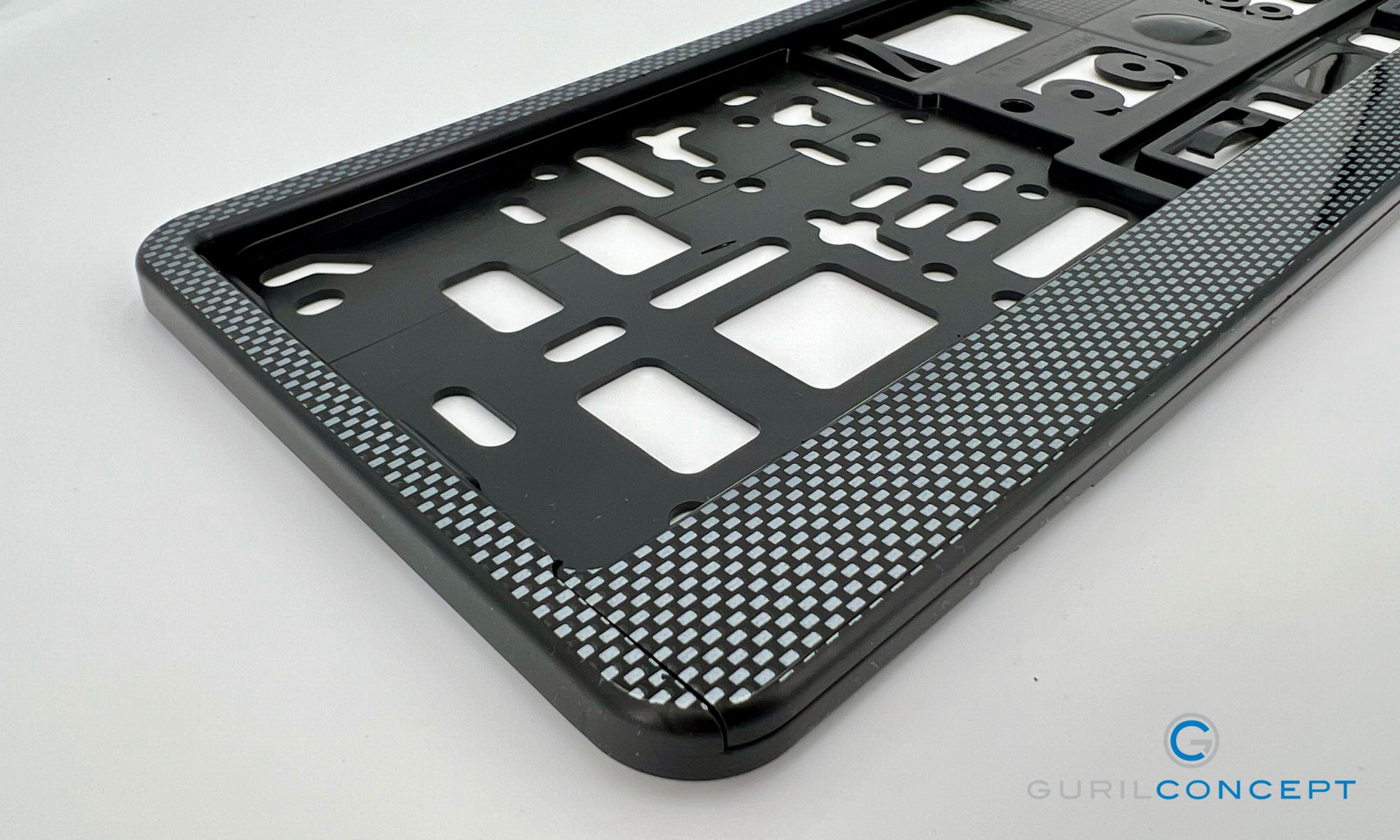 Kennzeichenhalter 460mm in Carbon-Optik für kurze Kennzeichen mit Wunschtext