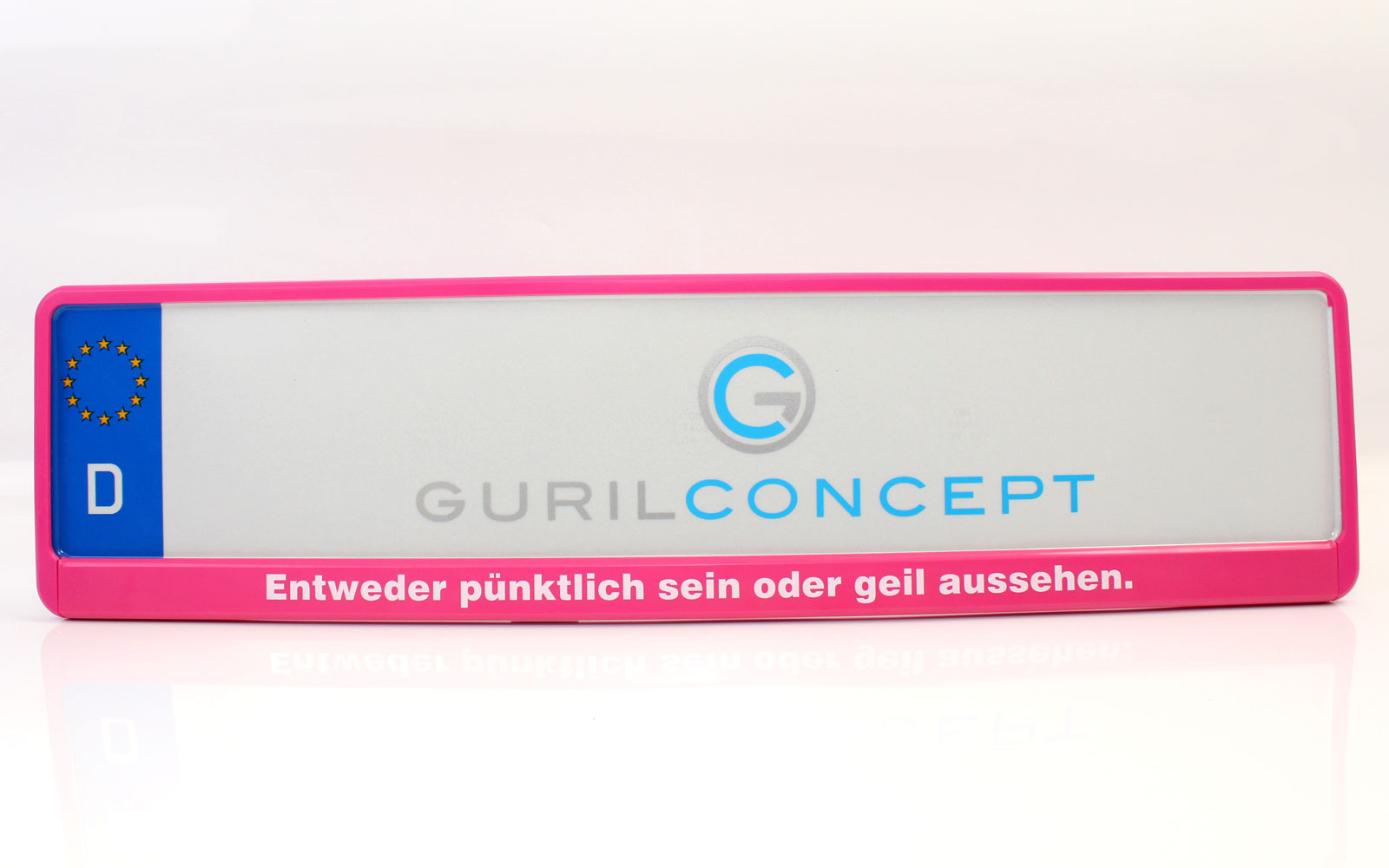 Pinker Kennzeichenhalter mit Wunschbeschriftung